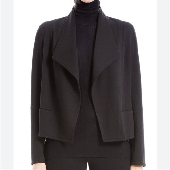 Max Studio Black Knit Drape Front Blazer Size Small - Picture 1 of 7